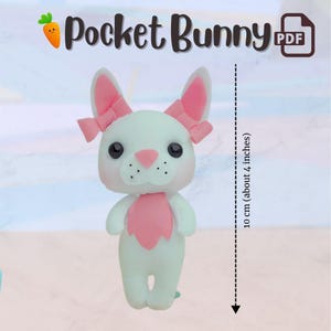 Pocket Bunny Felt Pattern PDF – Cute Girl Easter Bunny Plushie – DIY Hand Sewing Template – Felt Animal Softie Pattern – Beginner Craft