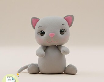 Kitten Felt Doll Pattern PDF | Cat Plush Sewing Template | Nursery Decor DIY Gift