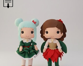 Christmas Ornaments Patterns | Felt Dolls Sewing PDF