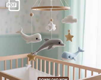 Ocean Felt Pattern Set PDF | Whale, Dolphin and Beluga | DIY Keychains, Mobiles & Nursery Decor