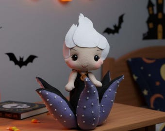 Deep Sea Witch Felt Doll Pattern – Halloween Villain Plush PDF (DIY Sewing)