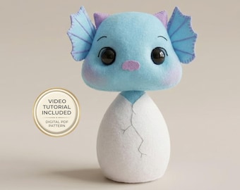 Dragon Felt Doll Sewing Pattern PDF – 3D Plush Template for Nursery Decor