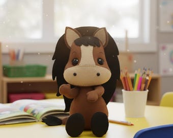 Horse Felt Sewing Pattern: Farm Animal Plush DIY (PDF Download)