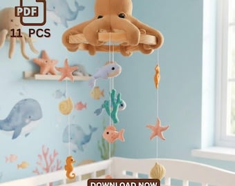 Felt Ocean Animals Pattern Bundle: Octopus Mobile DIY (PDF Pattern)