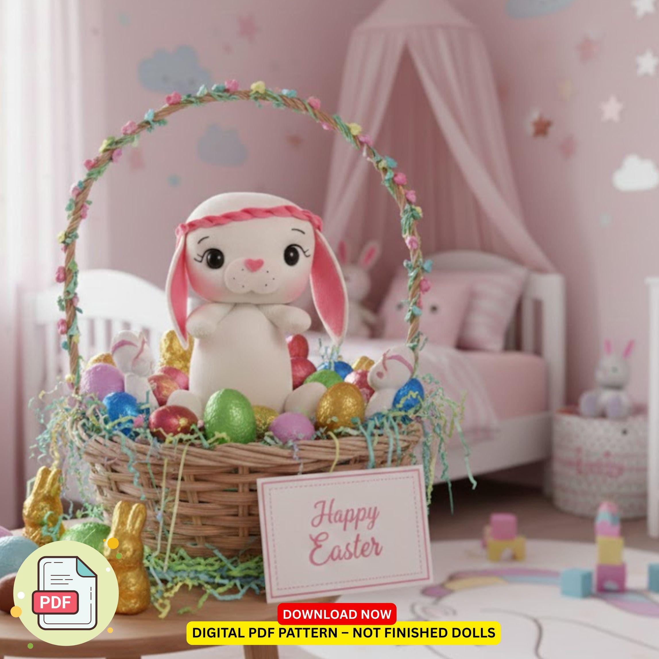 Easter Bunny Felt Pattern PDF | 3D Plush Bunny Sewing Template | Spring ...