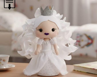Elegant Fantasy Queen Felt Doll Pattern | Storybook Princess Plush PDF 35cm