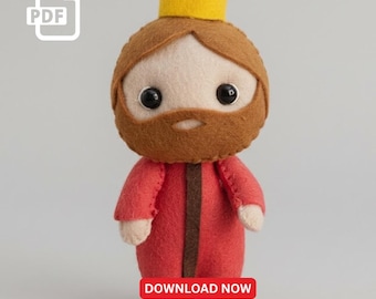 Felt King Melchior Sewing Pattern – Christmas Nativity Ornament PDF | Wise Men Felt Doll
