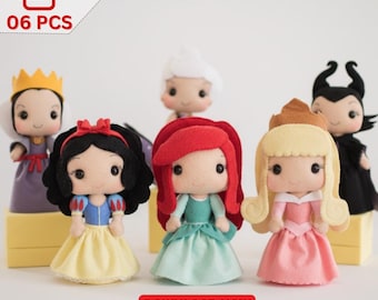 Fantasy Princess & Villain Felt Doll Pattern Bundle (6-in-1) | 3D Storybook Plush Sewing PDFs