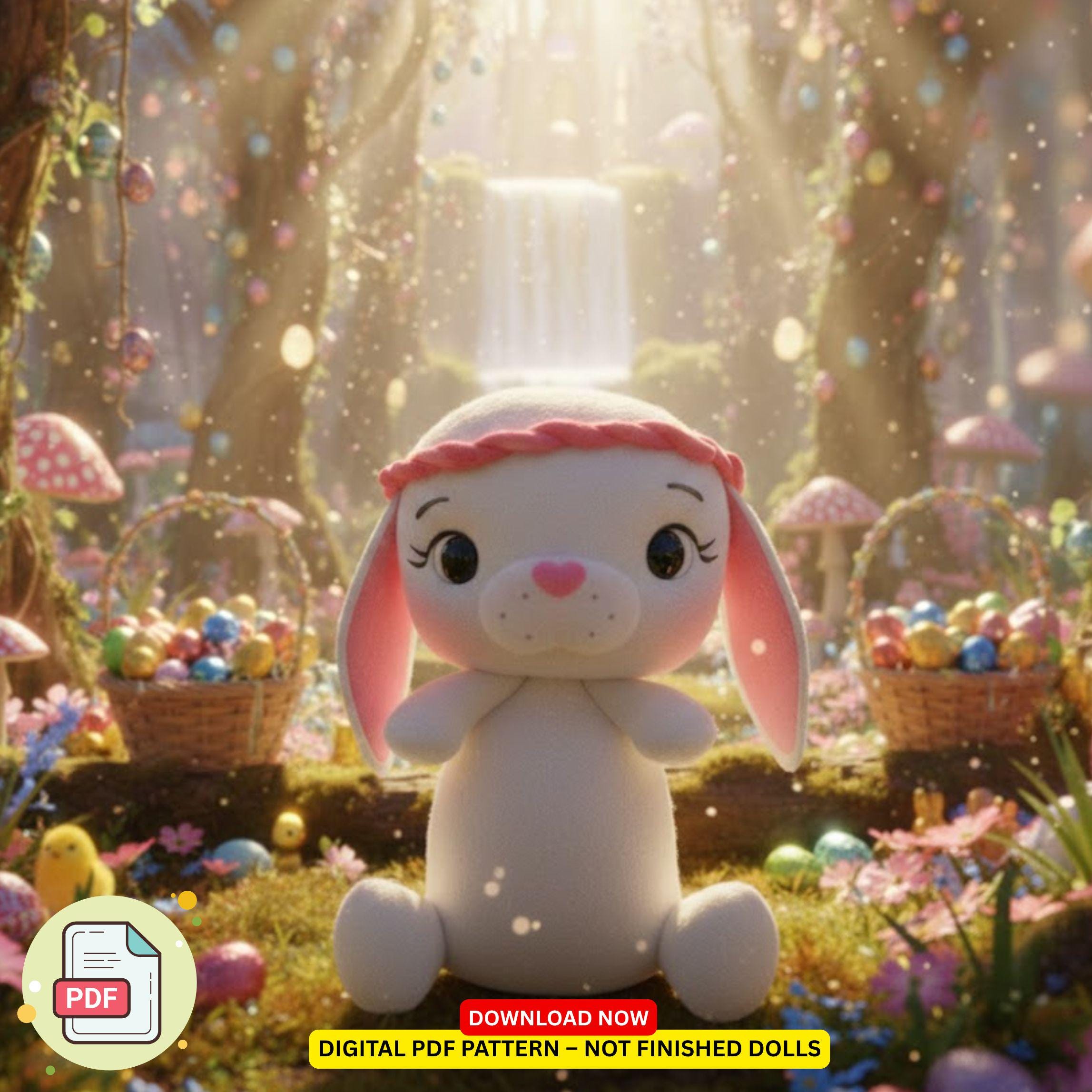Easter Bunny Felt Pattern PDF | 3D Plush Bunny Sewing Template | Spring ...