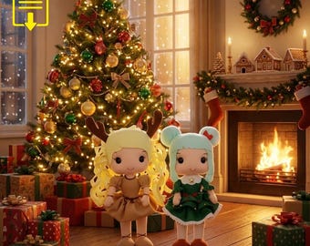 Christmas Felt Dolls Pattern – Reindeer & Elf Soft Toy PDF Sewing Template
