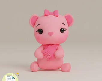 Pink Bear Felt Doll Pattern PDF | Teddy Plush Sewing Template | Nursery Baby Gift DIY