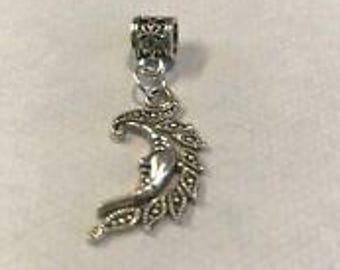 Antique Silver Halfmoon Charm Bracelet: Fits Pandora, European Bracelets