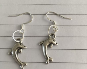 Orecchini a goccia Dolphin lucidi in argento sterling 925 originale su filo di gancio - Italia