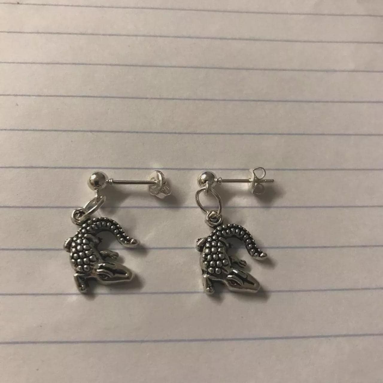 Crocodile Stud Earrings: Silver Plated Ball Drop With Tibetan
