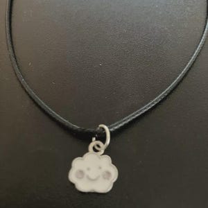 Cloud Leather Cord Necklace: Funky Metal Charm Pendant