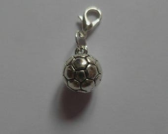 Silver Football Clip On Charm: Tibetan Silver Lobster Clasp