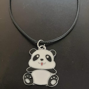 Panda Leather Cord Necklace: Funky Metal Charm
