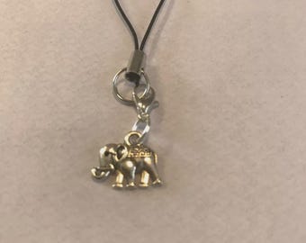 Elephant Mobile Phone Charm: Tibetan Silver Lanyard Strap