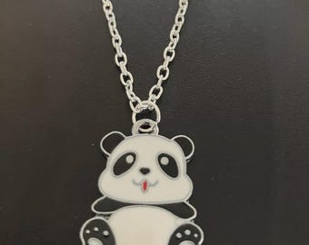 Panda Charm Necklace, Silver Plated Pendant, 18" Chain