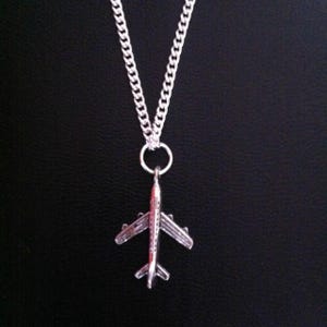Silver Plated Aeroplane Necklace: Tibetan Silver Charm