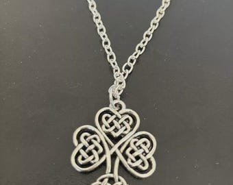 Celtic Knot Tree of Life Charm Necklace, Silver Plated, 18"