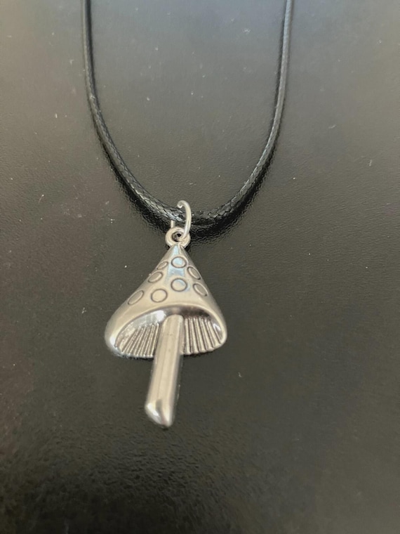 Mushroom Charm Necklace, Tibetan Silver Toadstool, 18 Inch Cord - Etsy