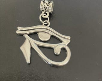 Eye of Horus Charm Bracelet Bead: Antique Silver, Fits Pandora