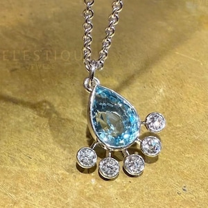 2.0CT Pear Cut Moissanite pendant necklace | 18k White gold chain Necklace | pendant necklace For Her Daily Wear