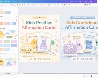 Kids Confidence Cards Printable - Positive Affirmation Cards for Children - Self Esteem Cards Instant Download
