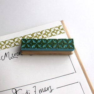 Bullet Journal Randstempel, Zementfliesen Blätter, bujo, handgeschnitzt, Holz montiert