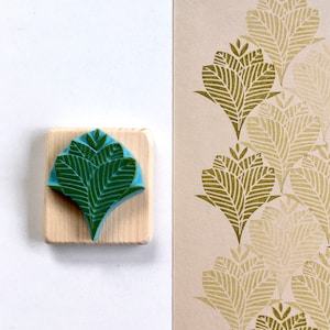 Bullet Journal stamp, foliage scale pattern, bujo, hand carved, wood mounted