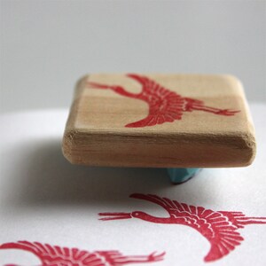 Japanese Crane Stamp, Hand Carved, Wood Mounted - Etsy