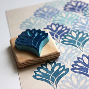 Art-decostempel Bullet Journal, bladschaalpatroon, bujo, handgesneden, op hout gezet