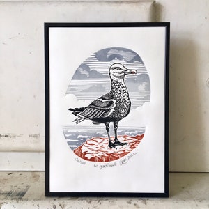 The Seagull, original linocut print, signed and numbered, UNFRAMED