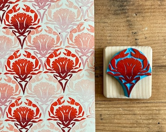 Timbro Bullet Journal, granchio, motivo a squame, bujo, intagliato a mano, montato su legno