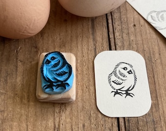 Tiny chick stamp, hand carved, wood mounted