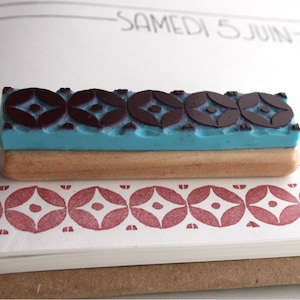 Bullet Journal Randstempel, Kreise geometrisches Muster, bujo, handgeschnitzt, Holz montiert