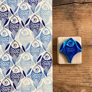 Bullet Journal Stempel, Sardine, Schuppenmuster, bujo, handgeschnitzt, Holz montiert