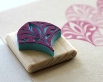 Bullet Journal art deco stamp, bud scale pattern, bujo, hand carved, wood mounted