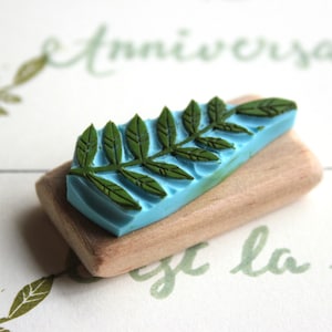 Bullet Journal border strip stamp, fern leaf, bujo, hand carved, wood mounted