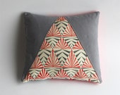 Cushion cover grey triangle, hand printed fabric, scandinavian design inspired, geometric pattern, limited edition, cotton