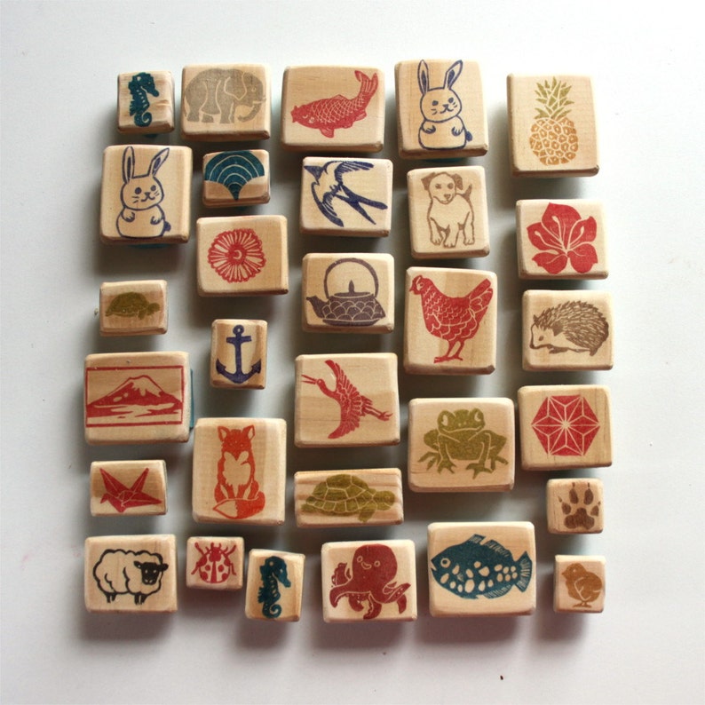 Asanoha rubber stamp, hand carved, wood mounted image 8