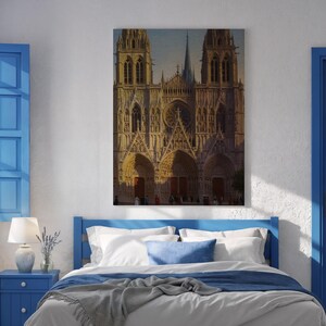 Gothic Cathedral Canvas Print, French Architecture, Golden Hour, Framed