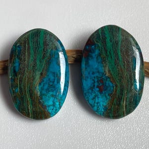 Natural Shattuckite Cabochon Pair Gemstone for Making Jewelry shattuckite Loose Gemstone Shattuckite Hand Made Flat Back Cabochon Pair 104