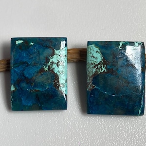 Natural Shattuckite Cabochon Pair Gemstone for Making Jewelry shattuckite Loose Gemstone Shattuckite Hand Made Flat Back Cabochon Pair 105