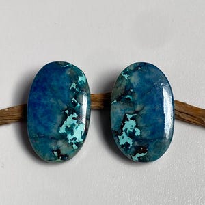 Natural Shattuckite Cabochon Pair Gemstone for Making Jewelry shattuckite Loose Gemstone Shattuckite Hand Made Flat Back Cabochon Pair 107