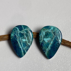 Natural Shattuckite Cabochon Pair Gemstone for Making Jewelry shattuckite Loose Gemstone Shattuckite Hand Made Flat Back Cabochon Pair 108
