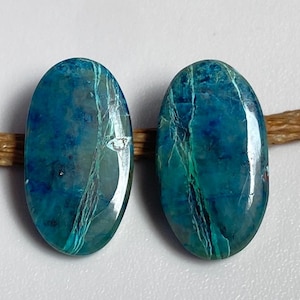 Natural Shattuckite Cabochon Pair Gemstone for Making Jewelry shattuckite Loose Gemstone Shattuckite Hand Made Flat Back Cabochon Pair 103