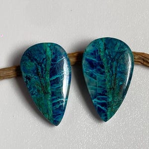 Natural Shattuckite Cabochon Pair Gemstone for Making Jewelry shattuckite Loose Gemstone Shattuckite Hand Made Flat Back Cabochon Pair 106