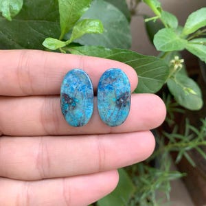 Natural Shattuckite Cabochon Pair Gemstone for Making Jewelry shattuckite Loose Gemstone Shattuckite Hand Made Flat Back Cabochon Pair 101